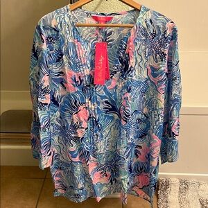 NWT XL Lilly Pulitzer saltwater blue shade seekers tunic